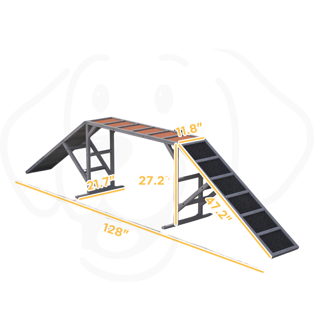 Dog Agility Training Ramp – Safety Bar, Non-Slip Surface & Outdoor Fir Wood Design