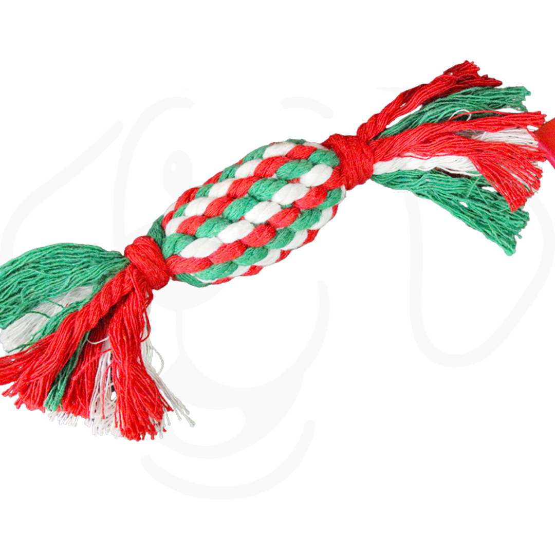 Christmas Pet Cotton Rope Cane Toy Set – Bite-Resistant Molar Rope Toys for Small & Medium Dogs