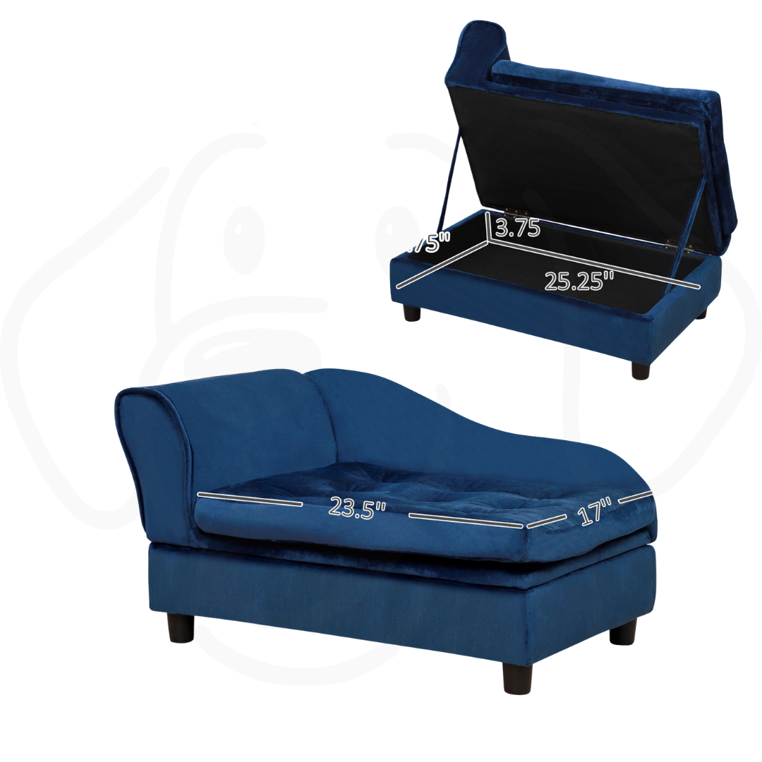 Blue Luxury Small Dog Sofa Bed with Hidden Storage Luxury Small Dog Bed With Hidden Storage