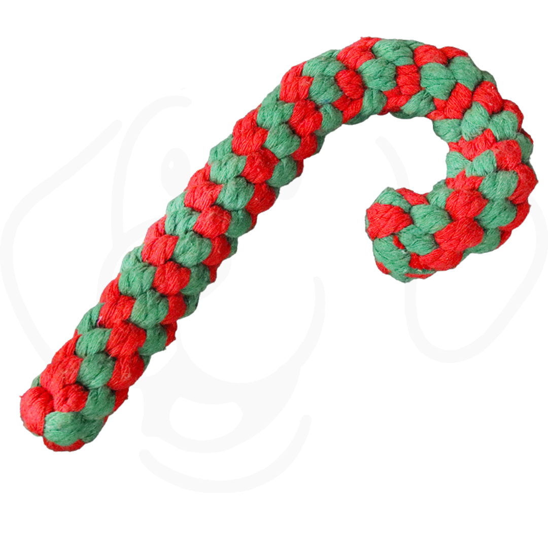 Christmas Pet Cotton Rope Cane Toy Set – Bite-Resistant Molar Rope Toys for Small & Medium Dogs
