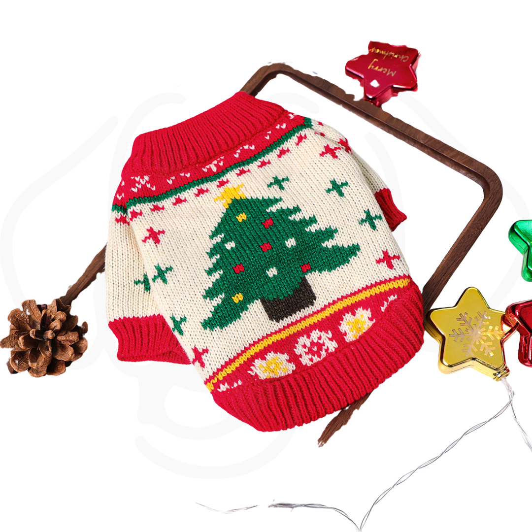 Cute Casual Fashion Green Christmas Tree Dog Sweater