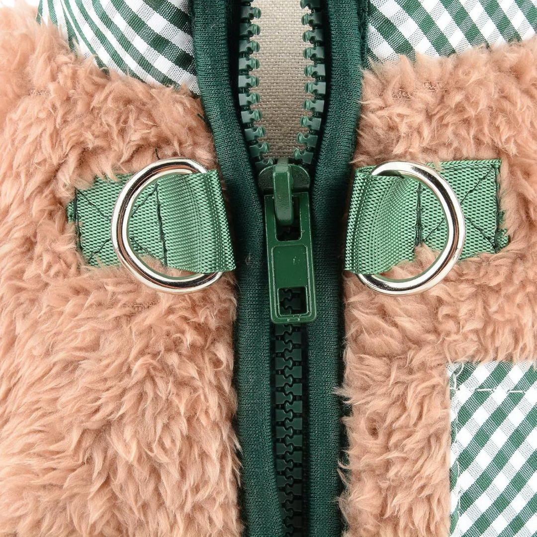 Plush Fleece Dog Coat For Small Dog With Double D-Ring Zipper On Back Pet Jumpsuit Puppy Pajamas Winter Fall Thermal Clothes